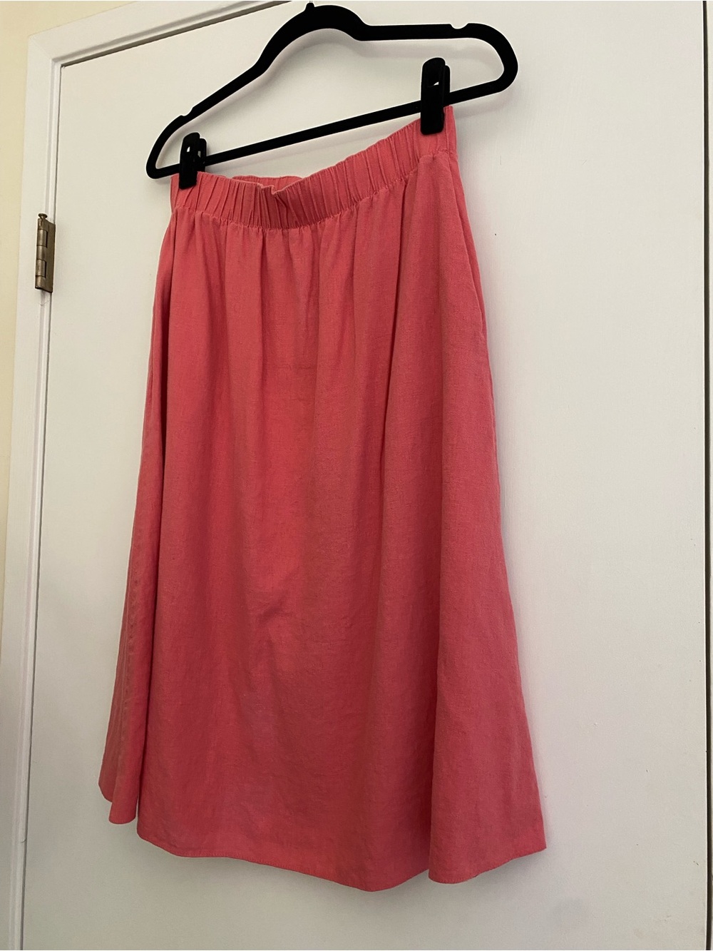 ASOS Coral Elastic-Waist A-Line Midi Skirt